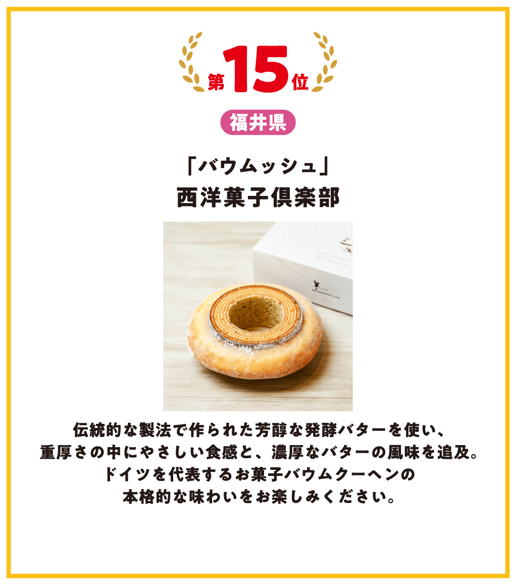 第15位 福井県 バウムッシュ 西洋菓子倶楽部