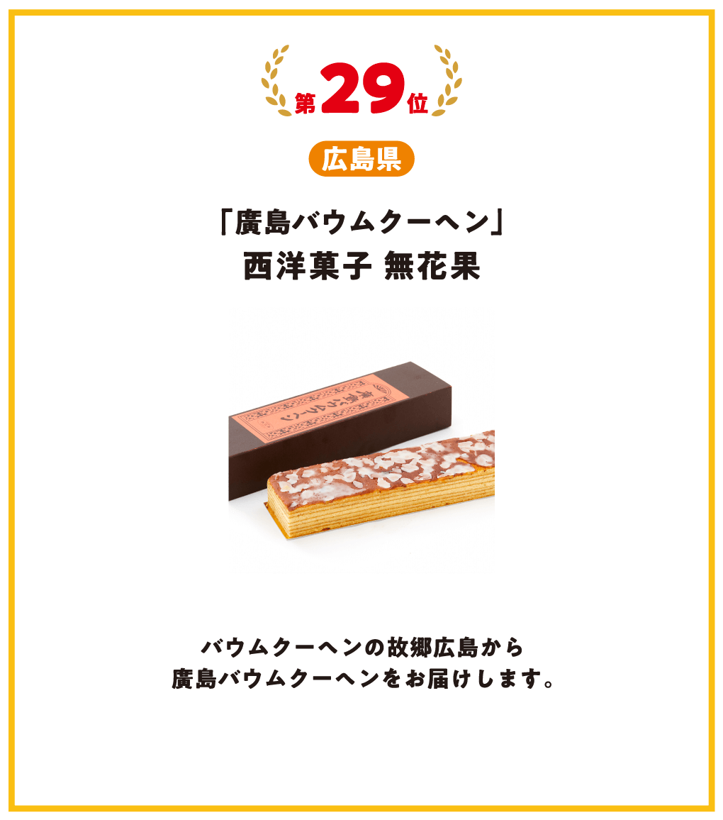 第29位 広島県 廣島バウムクーヘン 西洋菓子 無花果
